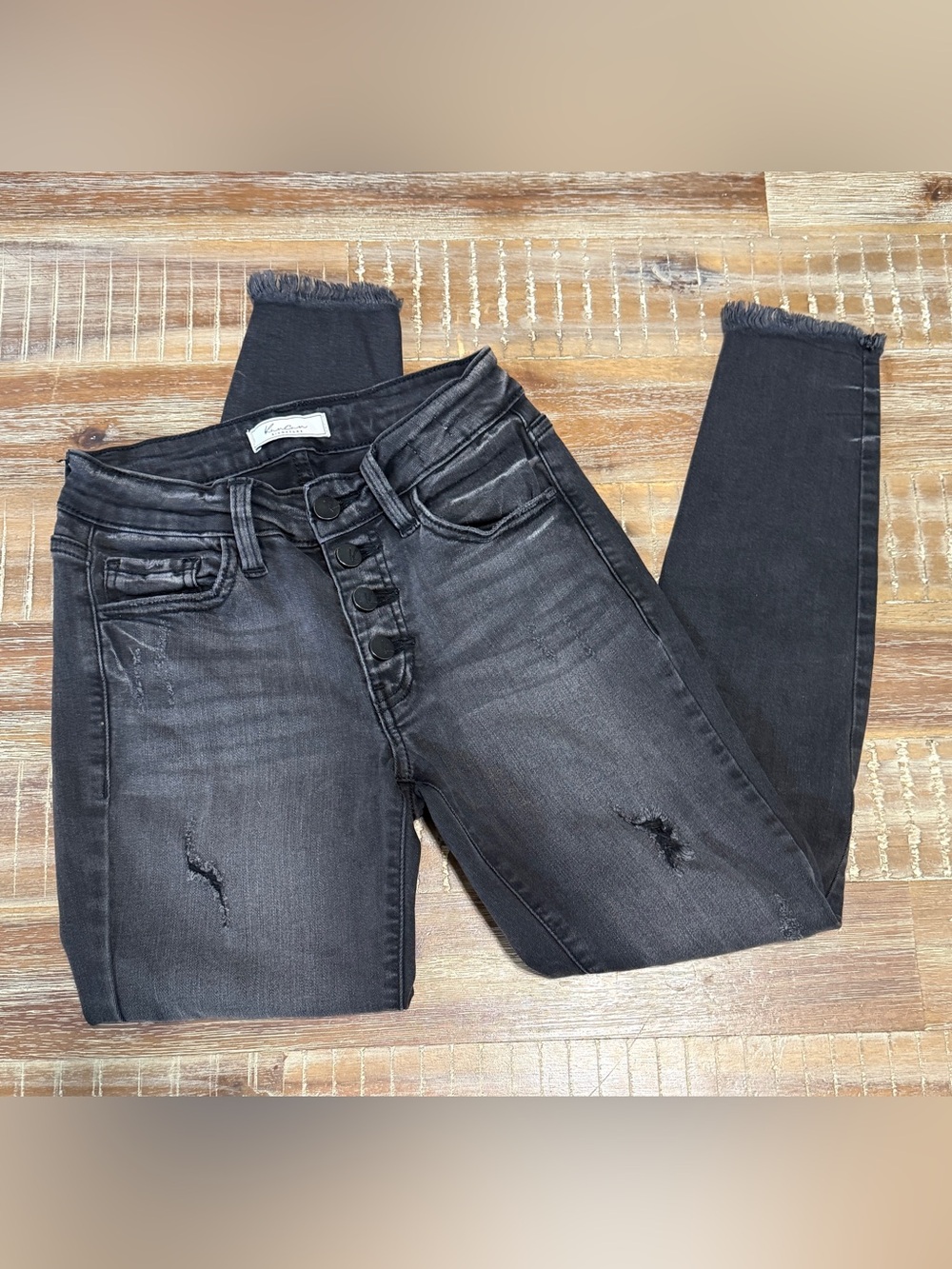 Kancan Distressed raw hem skinny jeans